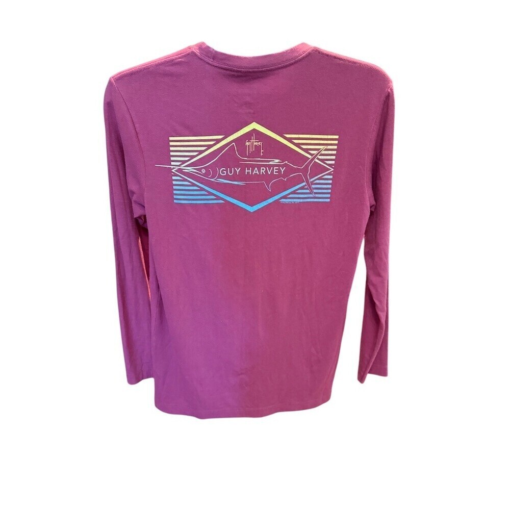 Guy Harvey UVX T-Shirt Men's Medium Purple Long Sleeve Graphic
